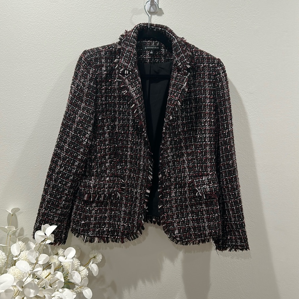 Gibsonlook Notched Collar Boucle Blazer!